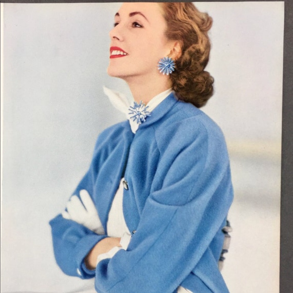 ! 1 Page/2 Sides frm VTG 1951 Photography Book, Model in Blue, Landscaping Scene